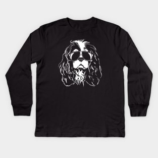 Cool Cavalier King Charles Spaniel with sunglasses Kids Long Sleeve T-Shirt